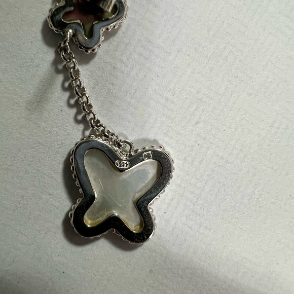 Sterling silver mother of pearl clover necklace, earrings, and bracelet - Picture 9 of 11